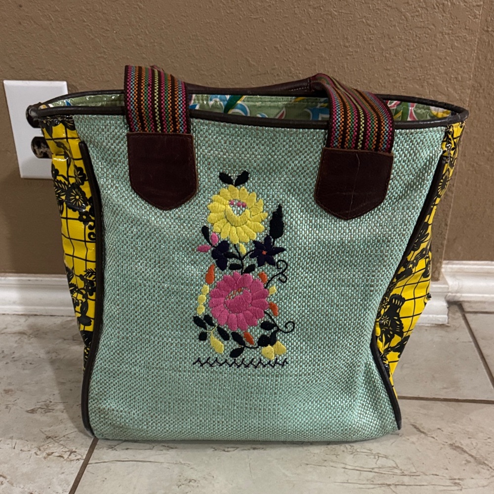 Consuela Floral Embroidered Tote Bag - Multicolor